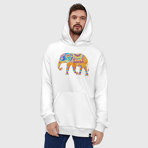 Худи оверсайз Батик слон индийский / Белый – фото 4