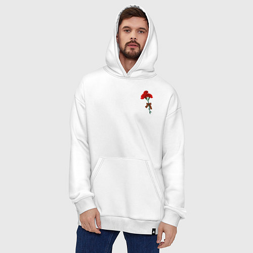 Худи оверсайз Гвоздики и георгиевская лента / Белый – фото 4