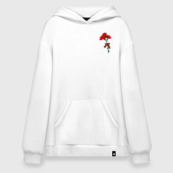 Толстовка-худи оверсайз Гвоздики и георгиевская лента, цвет: белый