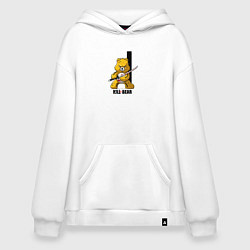 Толстовка-худи оверсайз Убийственный медведь скатаной пародия Килл Билл, цвет: белый