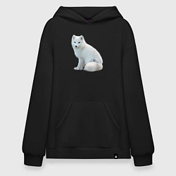 Толстовка-худи оверсайз Белая северная лиса, цвет: черный