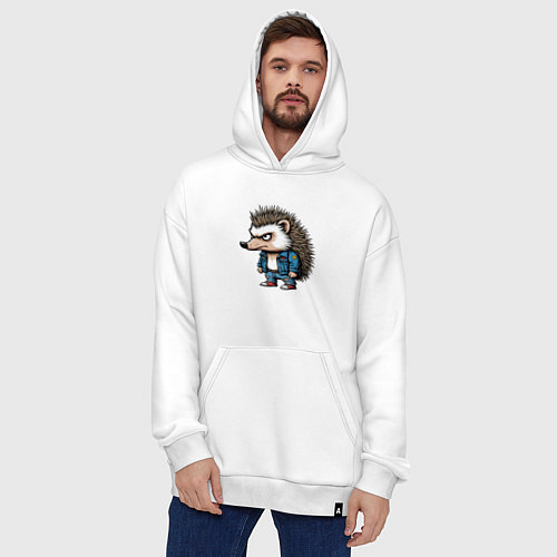 Худи оверсайз Ёжик панк / Белый – фото 4