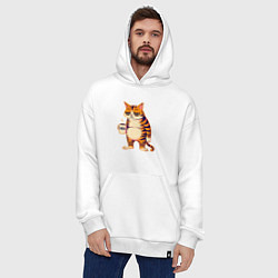 Толстовка-худи оверсайз Котик не выспался, цвет: белый — фото 2