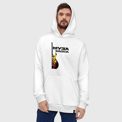 Худи оверсайз Муза хаоса рок / Белый – фото 4