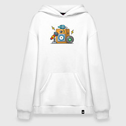 Толстовка-худи оверсайз Рождение музыки, цвет: белый