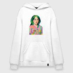 Толстовка-худи оверсайз Билли Айлиш коллаж, цвет: белый