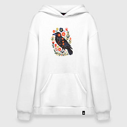 Худи оверсайз Ворона в цветах фолк арт