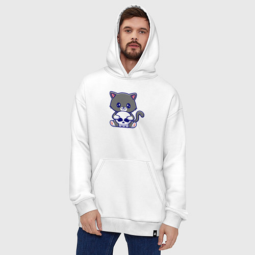 Худи оверсайз Котик и черепок / Белый – фото 4