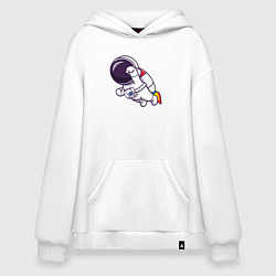 Толстовка-худи оверсайз Супер космонавт в полёте, цвет: белый