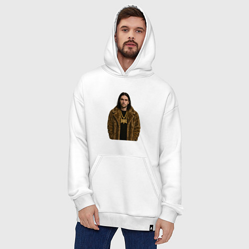 Худи оверсайз Bones в шубе / Белый – фото 4