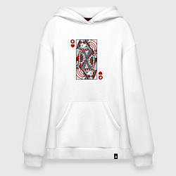 Толстовка-худи оверсайз Дама червей - карта, цвет: белый