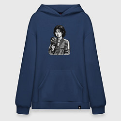 Толстовка-худи оверсайз Игра в кальмара игрок 067 с маской, цвет: тёмно-синий