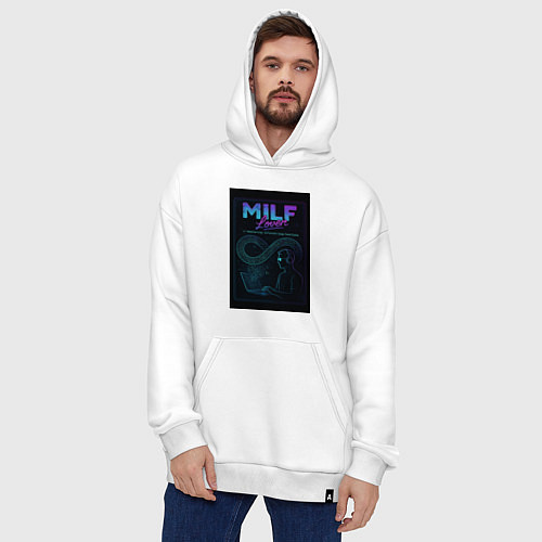 Худи оверсайз Mastering Infinite Loop Functions - milf meme / Белый – фото 4