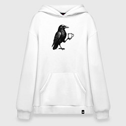 Худи оверсайз Черный ворон с кофе