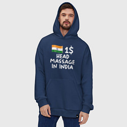 Толстовка-худи оверсайз Флаг Индии: head massage in india, цвет: тёмно-синий — фото 2