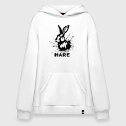 Толстовка-худи оверсайз Графический заяц, цвет: белый