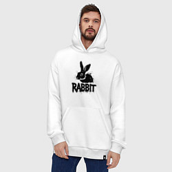Толстовка-худи оверсайз Черный кролик с надписью, цвет: белый — фото 2