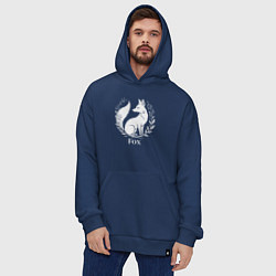Толстовка-худи оверсайз Лисий герб с венком, цвет: тёмно-синий — фото 2