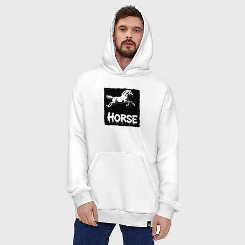 Худи оверсайз Лошадь в прыжке / Белый – фото 4