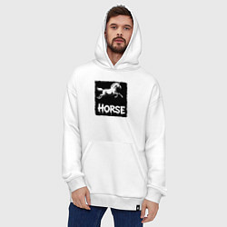 Толстовка-худи оверсайз Лошадь в прыжке, цвет: белый — фото 2