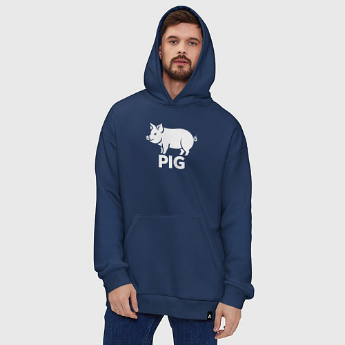 Худи оверсайз Городская Свинья / Тёмно-синий – фото 4