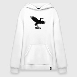 Толстовка-худи оверсайз Аист граффити, цвет: белый