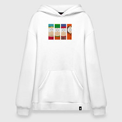 Толстовка-худи оверсайз Южный Парк главные герои, цвет: белый