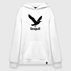 Толстовка-худи оверсайз Черная чайка, цвет: белый