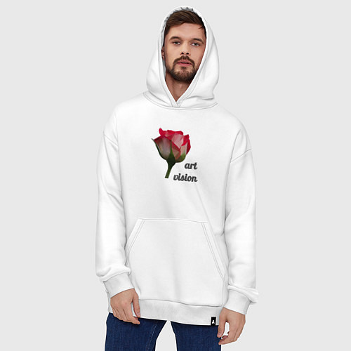 Худи оверсайз Art vision роза в стиле low poly / Белый – фото 4