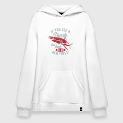 Толстовка-худи оверсайз Акула, цвет: белый