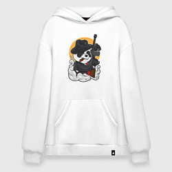 Толстовка-худи оверсайз Панда гангстер, цвет: белый