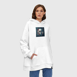 Толстовка-худи оверсайз Зимний череп, цвет: белый — фото 2