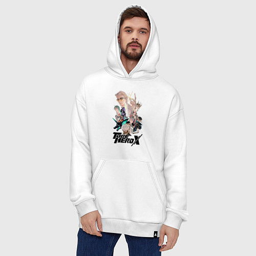 Худи оверсайз Nice, Ahu, Loli, Little Johnny, Ghostblade, Dragon / Белый – фото 4