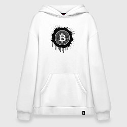 Толстовка-худи оверсайз Биткоин в черной красках, цвет: белый