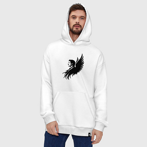 Худи оверсайз Фредди Меркьюри с ангельскими крыльями / Белый – фото 4