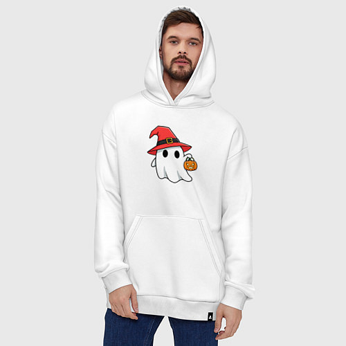 Худи оверсайз Призрак в красной шляпе / Белый – фото 4