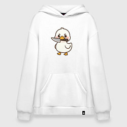 Толстовка-худи оверсайз Утенок с ножом, цвет: белый