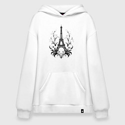 Худи оверсайз Эйфелева башня в цветочном обрамлении