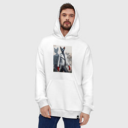 Толстовка-худи оверсайз Cat girl Cornish Rex - ai art fantasy, цвет: белый — фото 2