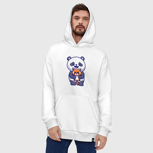 Худи оверсайз Две панды / Белый – фото 4