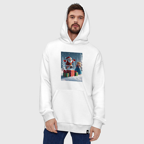 Худи оверсайз Дед Морозио и Принцесса Снегурочка: c подарками в / Белый – фото 4