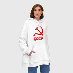 Толстовка-худи оверсайз СССР Логотип, цвет: белый — фото 2