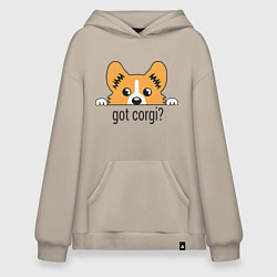 Толстовка-худи оверсайз Got Corgi, цвет: миндальный