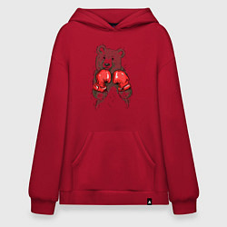 Толстовка-худи оверсайз Bear Boxing, цвет: красный