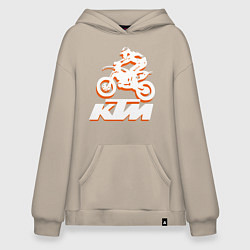 Толстовка-худи оверсайз KTM белый, цвет: миндальный
