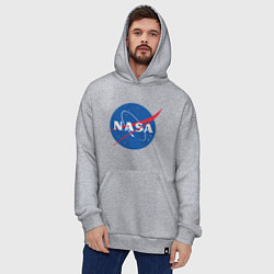Толстовка-худи оверсайз NASA: Logo, цвет: меланж — фото 2