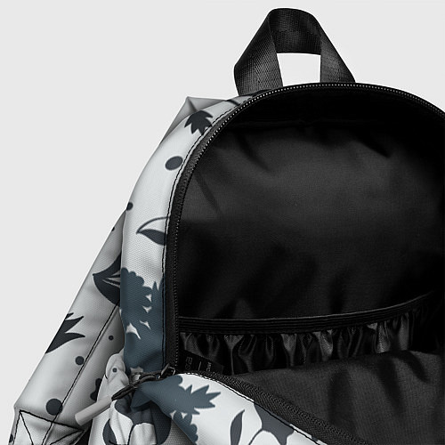 Детский рюкзак Чёрно-белые цветы / 3D-принт – фото 4