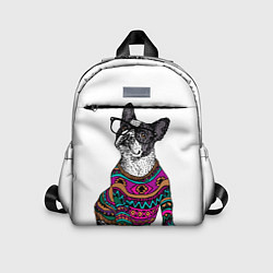 Детский рюкзак Мопс Хипстер, цвет: 3D-принт
