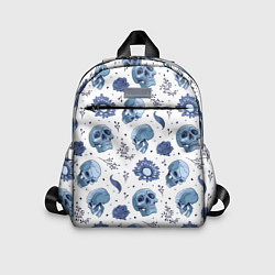 Детский рюкзак Узор Голубые черепа с цветами
