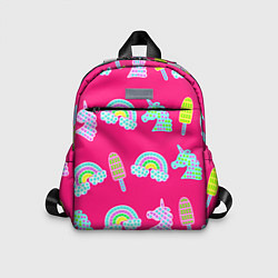 Детский рюкзак Pop it радуга и единорог, цвет: 3D-принт
